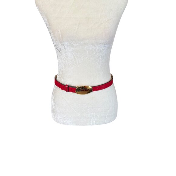 Leatherock Inc. red genuine leather adjustable waist belt gold buckle small - Picture 2 of 9